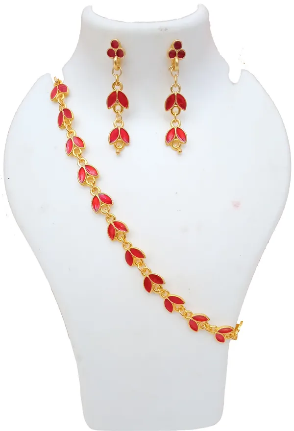 Assamese_Traditional_Red_Colour_Pati_Design_Jewellery_Set_For_Women
